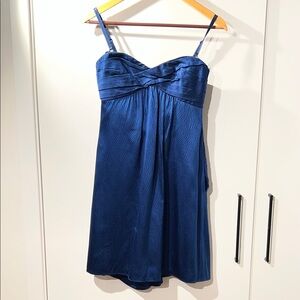 BCBGMAXAZRIA Blue Satin Spaghetti Strap Cocktail Dress – Size 2